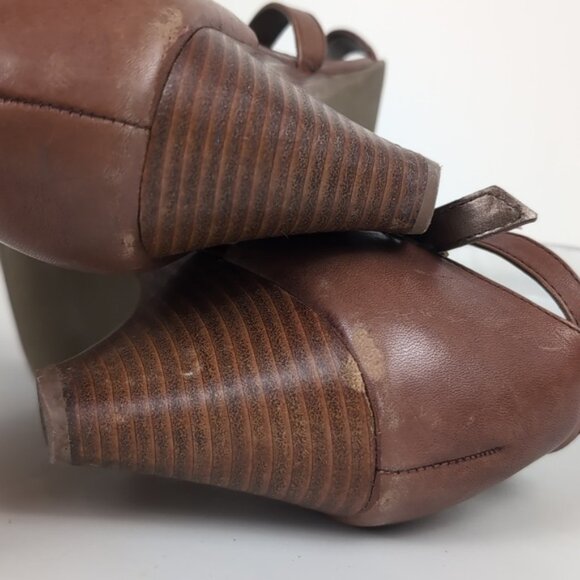 Coach And Four Genuine Leather Gladiator Beaded Strappy Wood Heels Boho - Picture 10 of 14